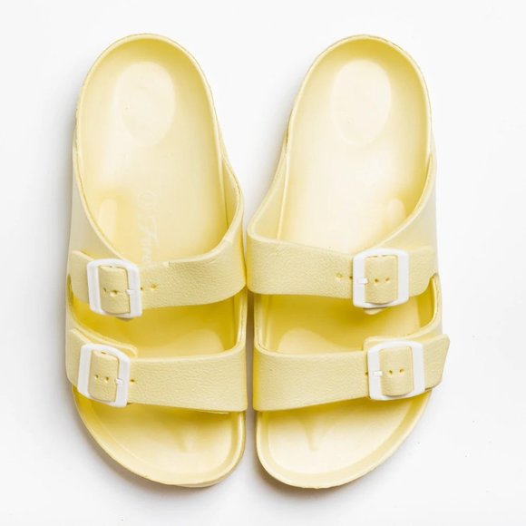 Forever Kids Colorful Double Buckle Slides - Yellow - Size 12 - Picture 1 of 1